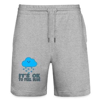 Melancholic Cloud Blue Hearts - Stanley/Stella Trainer Unisex Organic Jogging Shorts - heather grey - Front - Nik (191cm) & Marisol (170cm)