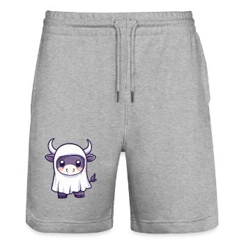 Stier Halloween Geist - Stanley/Stella Unisex Bio Joggingshorts Trainer  - Grau meliert - Vorne - Nik (191cm) & Marisol (170cm)