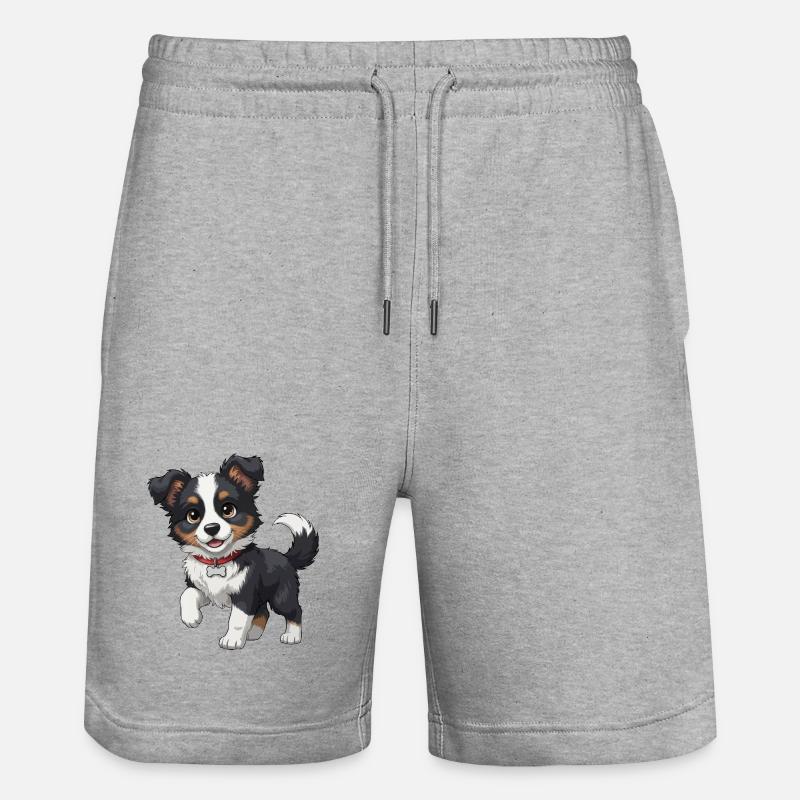 Border Collie chiot doux - Short de jogging bio TRAINER Stanley/Stella unisexe - gris chiné
