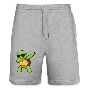 Dab Turtle with sunglasses - Stanley/Stella Trainer Unisex Organic Jogging Shorts - heather grey - Front - Nik (191cm) & Marisol (170cm)