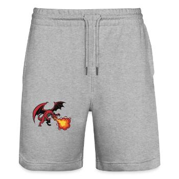 Red Dragon Fire Breath Design - Stanley/Stella Trainer Unisex Organic Jogging Shorts - heather grey - Front - Nik (191cm) & Marisol (170cm)