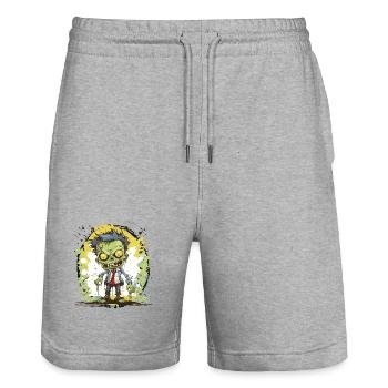 Zombie Comic Splatter - Stanley/Stella Unisex Bio Joggingshorts Trainer  - Grau meliert - Vorne - Nik (191cm) & Marisol (170cm)