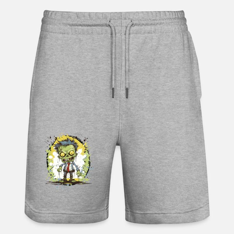 Éclaboussures de bande dessinée de zombie - Short de jogging bio TRAINER Stanley/Stella unisexe - gris chiné