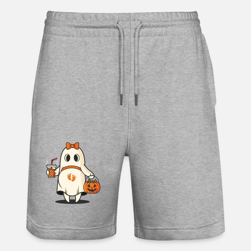 Halloween Fantôme enceinte avec sac citrouille - Short de jogging bio TRAINER Stanley/Stella unisexe - gris chiné