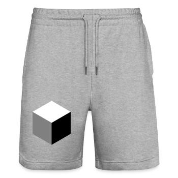 Geometrische Würfel-Silhouette - Stanley/Stella Unisex Bio Joggingshorts Trainer  - Grau meliert - Vorne - Nik (191cm) & Marisol (170cm)