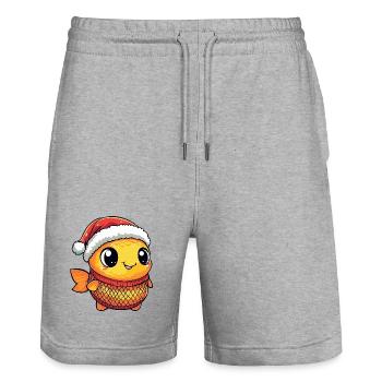 Noël du poisson rouge - Short de jogging bio TRAINER Stanley/Stella unisexe - gris chiné - Devant - Nik (191cm) & Marisol (170cm)