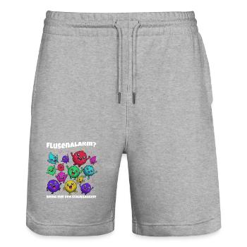 Alarme de poils : des monstres colorés et duveteux chantent - Short de jogging bio TRAINER Stanley/Stella unisexe - gris chiné - Devant - Nik (191cm) & Marisol (170cm)