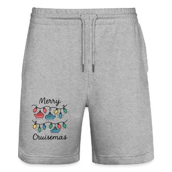 Merry Cruise Mas Funny Christmas Cruise - Stanley/Stella Trainer Unisex Organic Jogging Shorts - heather grey - Front - Nik (191cm) & Marisol (170cm)