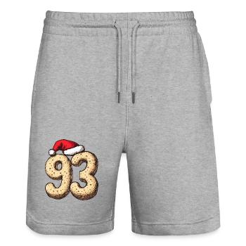 93 Number Cookie Christmas - Stanley/Stella Trainer Unisex Organic Jogging Shorts - heather grey - Front - Nik (191cm) & Marisol (170cm)
