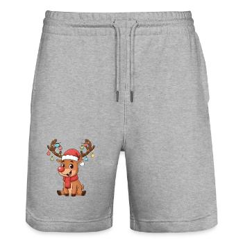 Süßer Weihnachts Rentier Cartoon Stimmung - Stanley/Stella Unisex Bio Joggingshorts Trainer  - Grau meliert - Vorne - Nik (191cm) & Marisol (170cm)