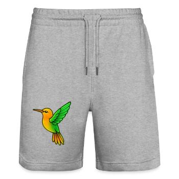 Colibri Oiseau - Short de jogging bio TRAINER Stanley/Stella unisexe - gris chiné - Devant - Nik (191cm) & Marisol (170cm)