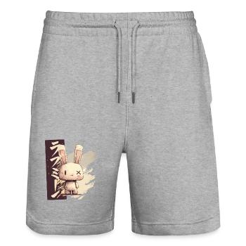 Love me bunny in sketch style - Stanley/Stella Trainer Unisex Organic Jogging Shorts - heather grey - Front - Nik (191cm) & Marisol (170cm)