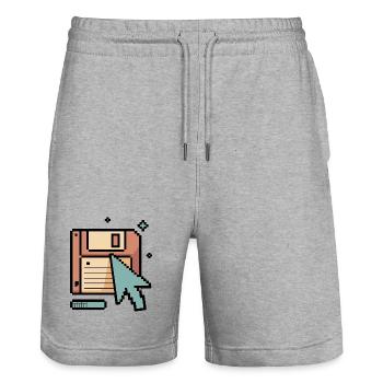 Floppy Disk Retro Internet - Stanley/Stella Unisex Bio Joggingshorts Trainer  - Grau meliert - Vorne - Nik (191cm) & Marisol (170cm)