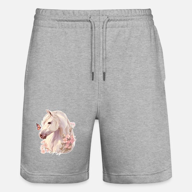 Cheval avec papillon - Short de jogging bio TRAINER Stanley/Stella unisexe - gris chiné