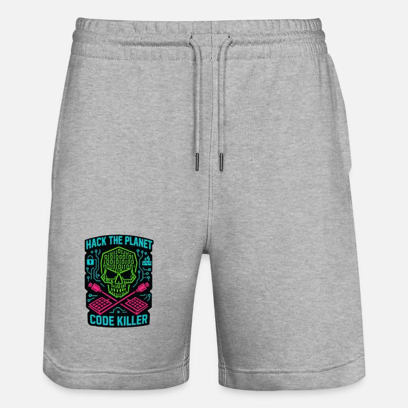 Hack the Planet Code Killer – Cybersicherheit - Stanley/Stella Unisex Bio Joggingshorts Trainer  - Grau meliert