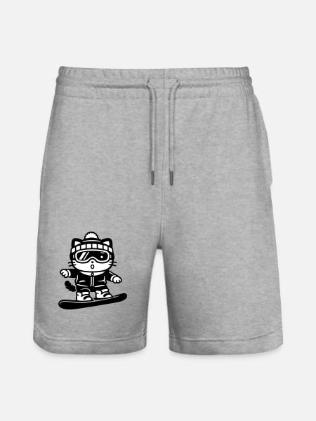Snowboard Cat - Stanley/Stella Unisex Bio Joggingshorts Trainer - Grau meliert
