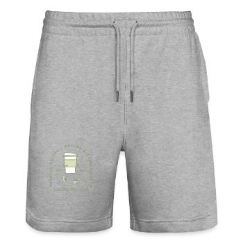 Club de course matcha drôle de coureur fille en forme cadeau - Short de jogging bio TRAINER Stanley/Stella unisexe - gris chiné - Devant - Nik (191cm) & Marisol (170cm)