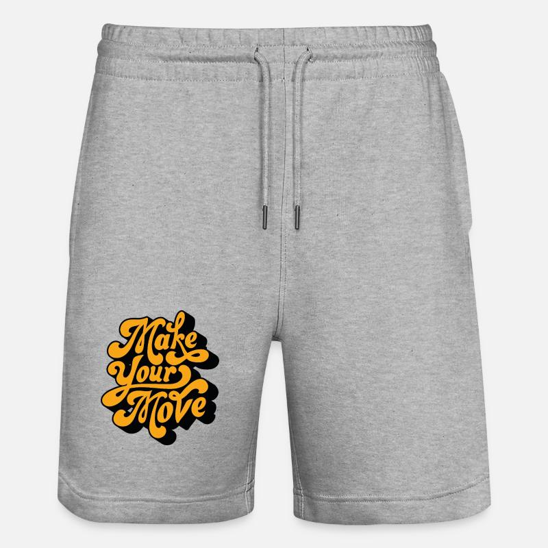 Make Your Move Retro Script - Stanley/Stella Trainer Unisex Organic Jogging Shorts - heather grey