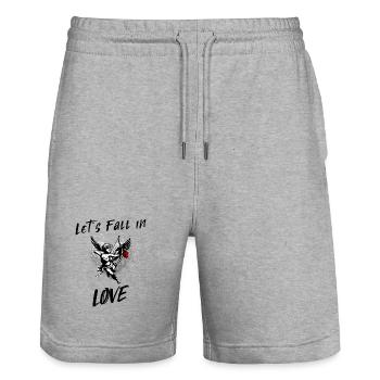Lets fall in Love - Stanley/Stella Trainer Unisex Organic Jogging Shorts - heather grey - Front - Nik (191cm) & Marisol (170cm)