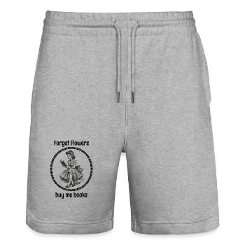 Forget flowers, buy me books - Stanley/Stella Trainer Unisex Organic Jogging Shorts - heather grey - Front - Nik (191cm) & Marisol (170cm)