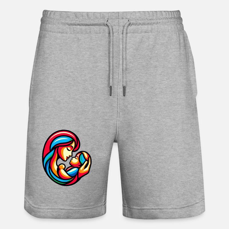Bunte Mutter-Kind-Harmonie - Stanley/Stella Unisex Bio Joggingshorts Trainer  - Grau meliert