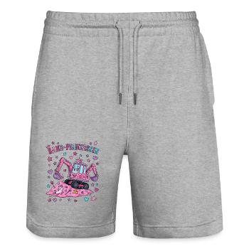 Sand Princess: Pink Excavator - Stanley/Stella Trainer Unisex Organic Jogging Shorts - heather grey - Front - Nik (191cm) & Marisol (170cm)