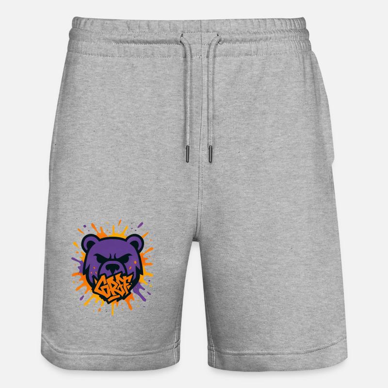Ours mal léché Pop Art - Short de jogging bio TRAINER Stanley/Stella unisexe - gris chiné