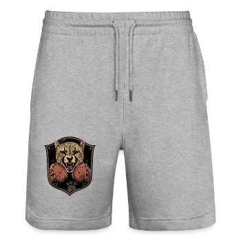 Boxeur Guépard MMA - Short de jogging bio TRAINER Stanley/Stella unisexe - gris chiné - Devant - Nik (191cm) & Marisol (170cm)