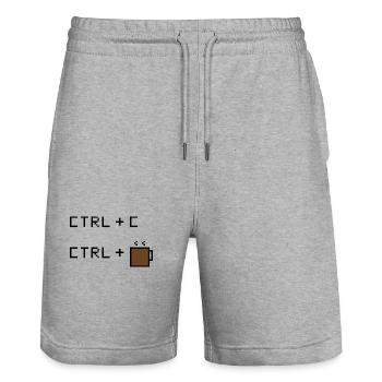 CTRL+C Kaffee Edition - Retro Büro Humor - Stanley/Stella Unisex Bio Joggingshorts Trainer  - Grau meliert - Vorne - Nik (191cm) & Marisol (170cm)