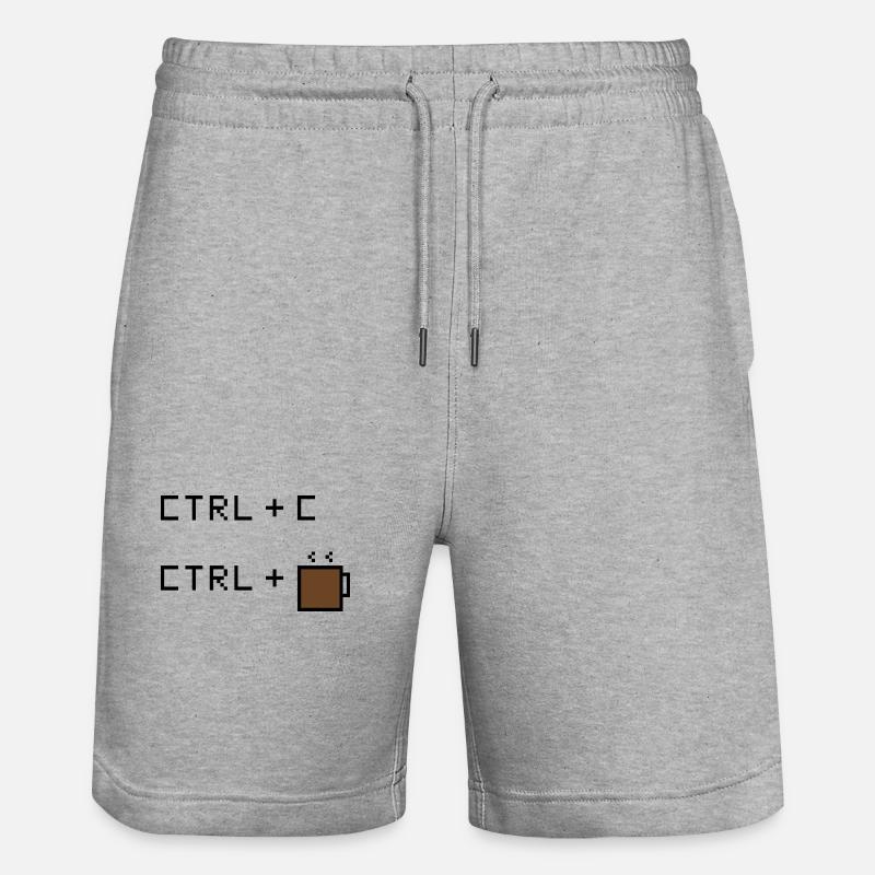 CTRL+C Kaffee Edition - Retro Büro Humor - Stanley/Stella Unisex Bio Joggingshorts Trainer - Grau meliert
