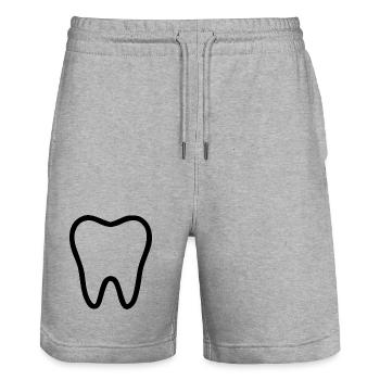 Zahn, Zähne, Zahnarzt Geschenk - Stanley/Stella Unisex Bio Joggingshorts Trainer  - Grau meliert - Vorne - Nik (191cm) & Marisol (170cm)