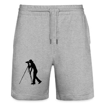 Photographer Fotograf Fotografie - Stanley/Stella Unisex Bio Joggingshorts Trainer  - Grau meliert - Vorne - Nik (191cm) & Marisol (170cm)