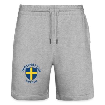 Trollhättan Sweden Shield - Stanley/Stella Trainer Unisex Organic Jogging Shorts - heather grey - Front - Nik (191cm) & Marisol (170cm)
