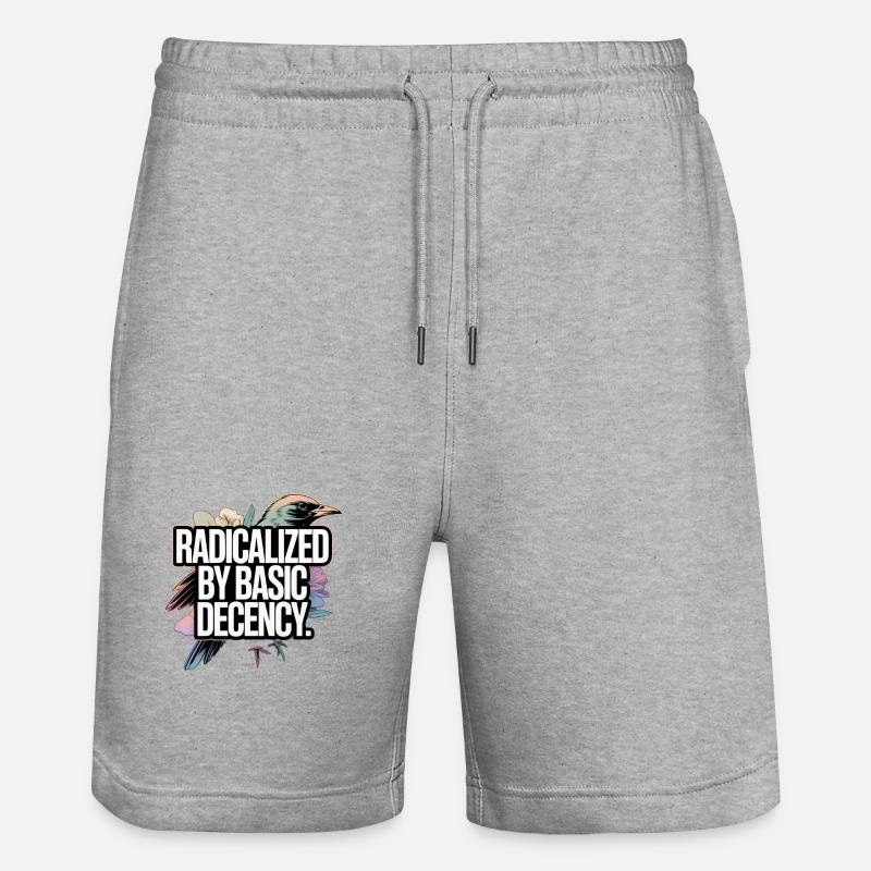 Radicalized by Basic Decency Statement - Stanley/Stella Trainer Unisex Organic Jogging Shorts - heather grey