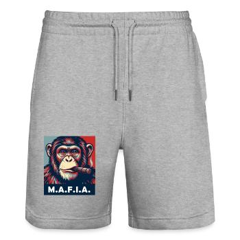 Pop-Art-Schimpanse mit Zigarre - Stanley/Stella Unisex Bio Joggingshorts Trainer  - Grau meliert - Vorne - Nik (191cm) & Marisol (170cm)