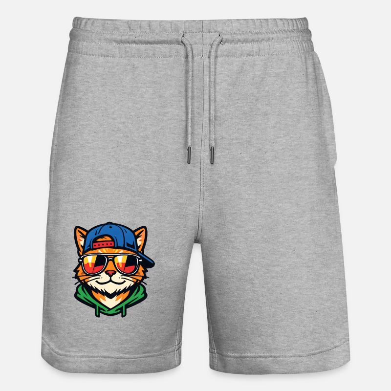 Chat avec des lunettes de soleil - Short de jogging bio TRAINER Stanley/Stella unisexe - gris chiné