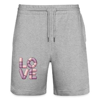 Süßes Patchwork Love für Mädchen & Teens - Stanley/Stella Unisex Bio Joggingshorts Trainer  - Grau meliert - Vorne - Nik (191cm) & Marisol (170cm)