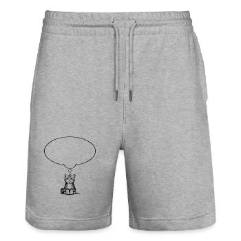 Katzenbaby_sitzend_mit_Denkblase - Stanley/Stella Unisex Bio Joggingshorts Trainer  - Grau meliert - Vorne - Nik (191cm) & Marisol (170cm)