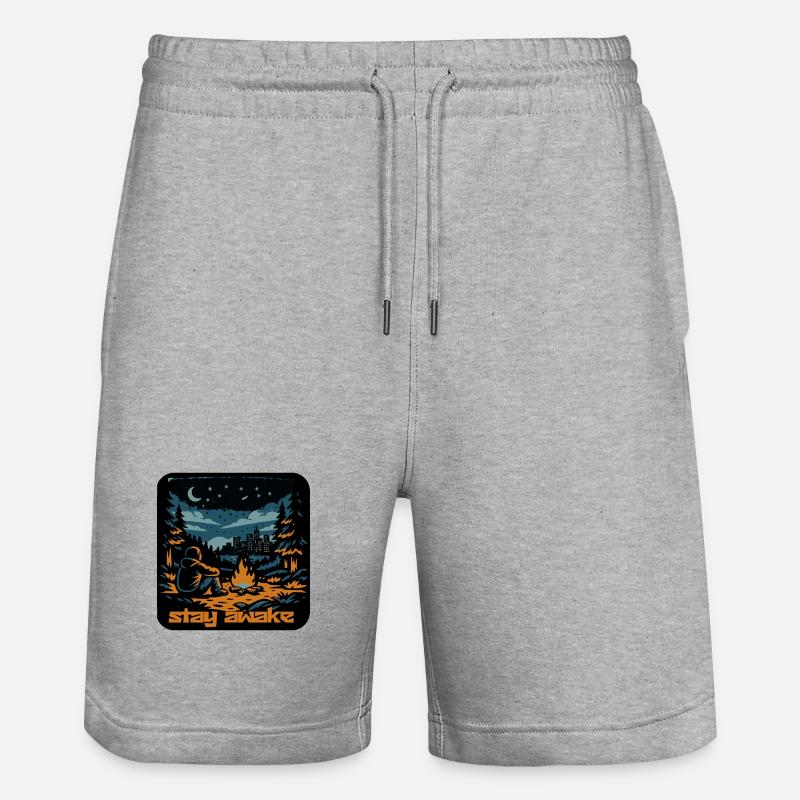 Reste éveillé au feu de camp - Short de jogging bio TRAINER Stanley/Stella unisexe - gris chiné