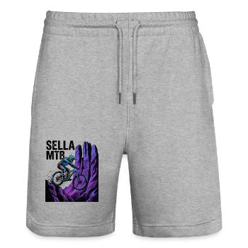 Sellaronda Italien Neon MTB Klippenfahrt - Stanley/Stella Unisex Bio Joggingshorts Trainer  - Grau meliert - Vorne - Nik (191cm) & Marisol (170cm)