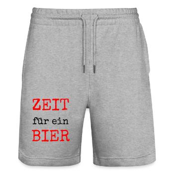 Zeit für ein Bier – Lustiges Spruchdesign - Stanley/Stella Unisex Bio Joggingshorts Trainer  - Grau meliert - Vorne - Nik (191cm) & Marisol (170cm)