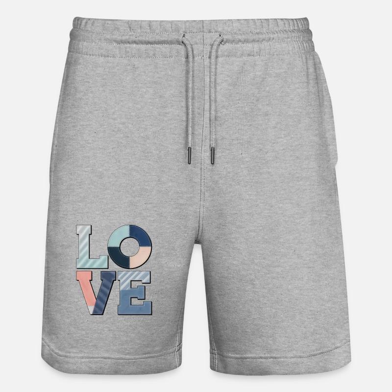 Love Design Geschenkidee Bunter Stoff Look - Stanley/Stella Unisex Bio Joggingshorts Trainer  - Grau meliert