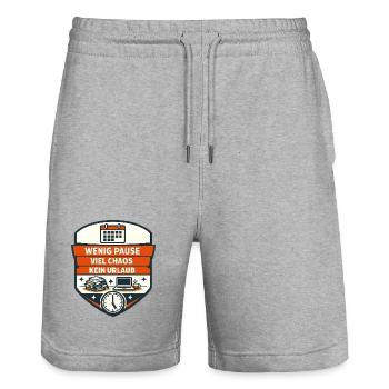 Wenig Pause Viel Chaos Shirt - Stanley/Stella Unisex Bio Joggingshorts Trainer  - Grau meliert - Vorne - Nik (191cm) & Marisol (170cm)