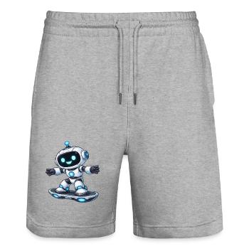 Robot Hoverboard  - Stanley/Stella Unisex Bio Joggingshorts Trainer  - Grau meliert - Vorne - Nik (191cm) & Marisol (170cm)