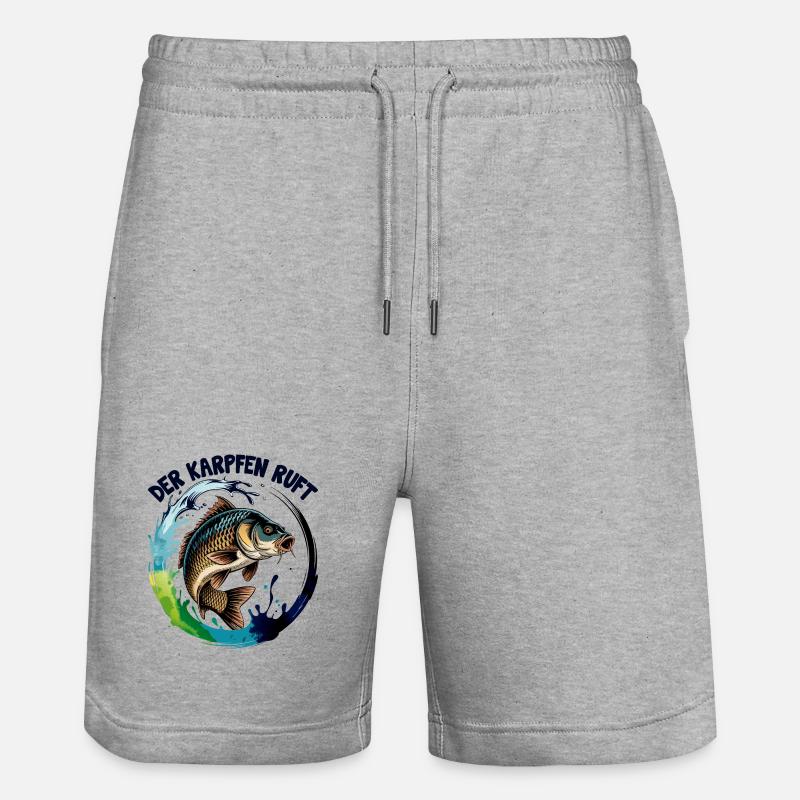 Der Karpfen ruft - Stanley/Stella Unisex Bio Joggingshorts Trainer - Grau meliert