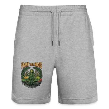 Plantez votre esprit - Short de jogging bio TRAINER Stanley/Stella unisexe - gris chiné - Devant - Nik (191cm) & Marisol (170cm)