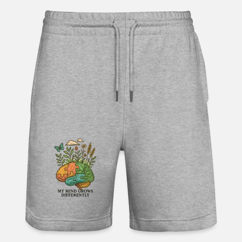 Gehirn wächst anders - Stanley/Stella Unisex Bio Joggingshorts Trainer  - Grau meliert