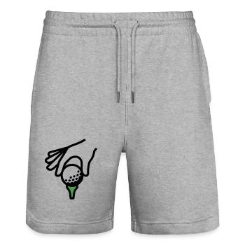 Golfball Abschlag Tee Golfsport Golfclub Golfer - Stanley/Stella Unisex Bio Joggingshorts Trainer  - Grau meliert - Vorne - Nik (191cm) & Marisol (170cm)