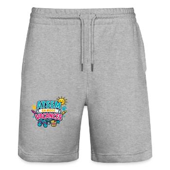 ATSEM en Mode Vacances Cadeau - Short de jogging bio TRAINER Stanley/Stella unisexe - gris chiné - Devant - Nik (191cm) & Marisol (170cm)