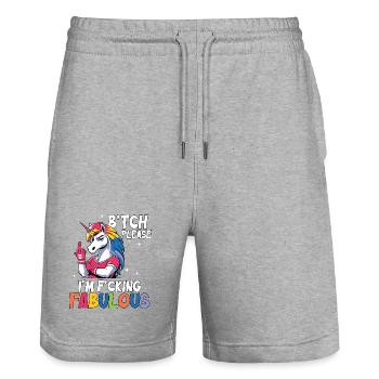 Rainbow Unicorn Saying I'm Great - Stanley/Stella Trainer Unisex Organic Jogging Shorts - heather grey - Front - Nik (191cm) & Marisol (170cm)